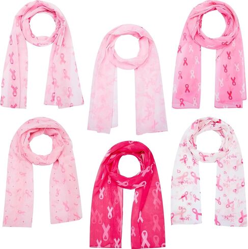 Breathffy 6 Pcs Valentine's Scarf Patterns Heart Printed Festive Scarf Valentines Day Scarf for Women Long Scarf for Mother's Day Valentine's Day Christmas Birthday Gift, Mainly Pink Red and White in Saudi Arabia