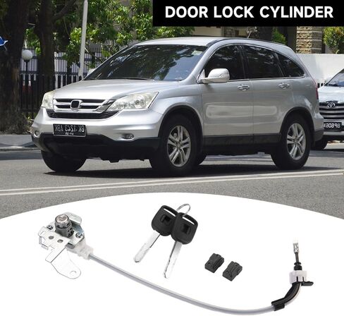 كابل أسطوانة قفل الباب الأمامي مع مفاتيح Honda CR-V 2007-2011 | 2 مفاتيح ، نغمة فضية | أسطوانة قفل الباب الجانبي الأيسر تحل محل 72185-SWA-A01 ، 72185SWAA01 in Saudi Arabia