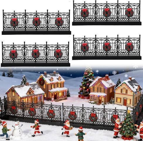 WARDTREE 4 PCS Aristrics Village Associory 24 Inch Christmas Village Fence Miniature Black Classic Vist in Saudi Arabia