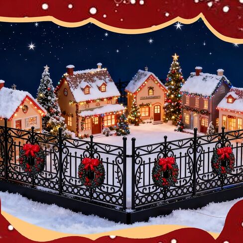 WARDTREE 4 PCS Aristrics Village Associory 24 Inch Christmas Village Fence Miniature Black Classic Vist in Saudi Arabia