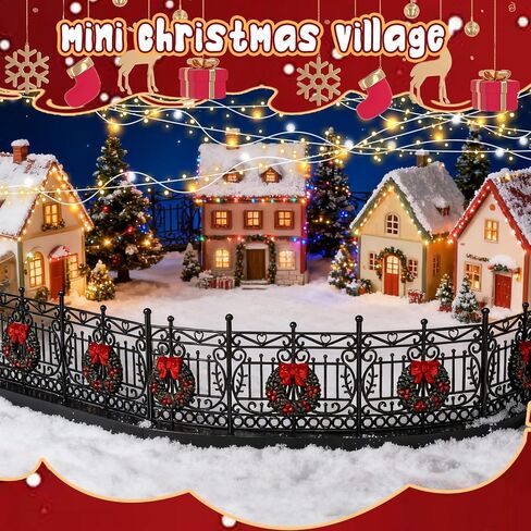 WARDTREE 4 PCS Aristrics Village Associory 24 Inch Christmas Village Fence Miniature Black Classic Vist in Saudi Arabia