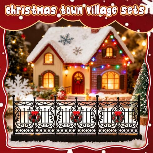 WARDTREE 4 PCS Aristrics Village Associory 24 Inch Christmas Village Fence Miniature Black Classic Vist in Saudi Arabia