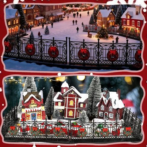 WARDTREE 4 PCS Aristrics Village Associory 24 Inch Christmas Village Fence Miniature Black Classic Vist in Saudi Arabia