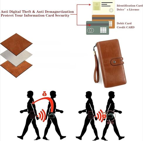 سعة كبيرة محفظة جلدية أصلية للنساء RFID حظر القابض معصم مع فتحات بطاقة متعددة (أخضر) in Kuwait