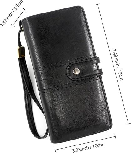 Large Capacity Genuine Leather Wallet for Women RFID Blocking Wristlet Clutch with Multiple Card Slots (Green) in Saudi Arabia
