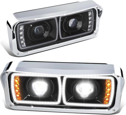 المصابيح الأمامية LED DRL Signal Projector Black for 1981-2019 Freightliner Kenworth in Saudi Arabia