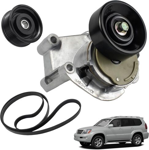 90K-38488 Serpentine Drive Belt Belt Telectioner Pulley Pulley حزام الحزام المتوافق مع 1998-2009 Toyota Land Cruiser Tundra Sequoia 4runner Lexus SC400 LS430 LX470 استبدال 90K38488888888888880 in Saudi Arabia