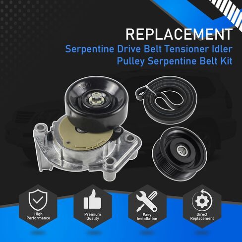 90K-38488 Serpentine Drive Belt Belt Telectioner Pulley Pulley حزام الحزام المتوافق مع 1998-2009 Toyota Land Cruiser Tundra Sequoia 4runner Lexus SC400 LS430 LX470 استبدال 90K38488888888888880 in Saudi Arabia