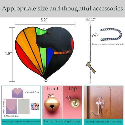 Heart suncatcher, stained glass window hanging, handmade glass heart shaped decoration, commemorative gift with heart shaped greeting cards, gratitude gift, gift for loved ones in Kuwait