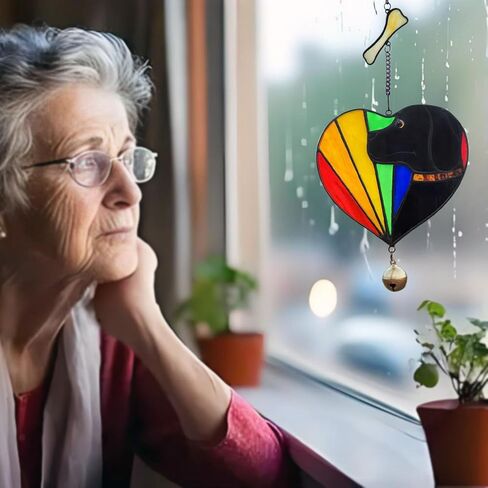 Heart suncatcher, stained glass window hanging, handmade glass heart shaped decoration, commemorative gift with heart shaped greeting cards, gratitude gift, gift for loved ones in Kuwait