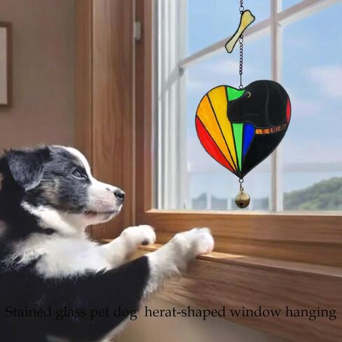 Heart suncatcher, stained glass window hanging, handmade glass heart shaped decoration, commemorative gift with heart shaped greeting cards, gratitude gift, gift for loved ones in Kuwait