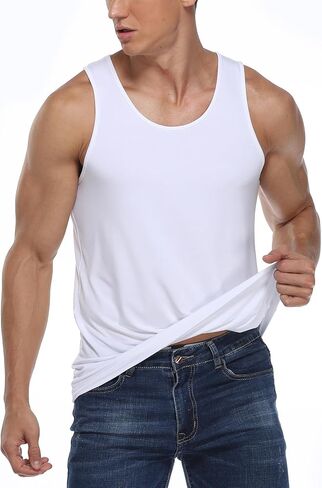 COLORFULLEAF Men's Tank Top Undershirt Bamboo Rayon Undershirts Moisture-Wicking Cool Slim Fit A-Shirts for Men in Saudi Arabia