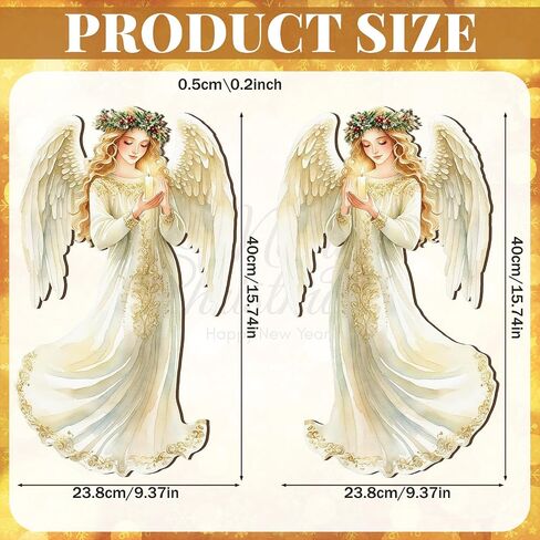 2 Pcs Christmas Angel Hanging Sign Wooden Christmas Welcome Decor Angel Door Sign Christmas Wall Plaque Xmas Angel Decoration for Christmas Fireplace Home Indoor Outdoor Decor 19.7 x 13.8 Inch in Saudi Arabia