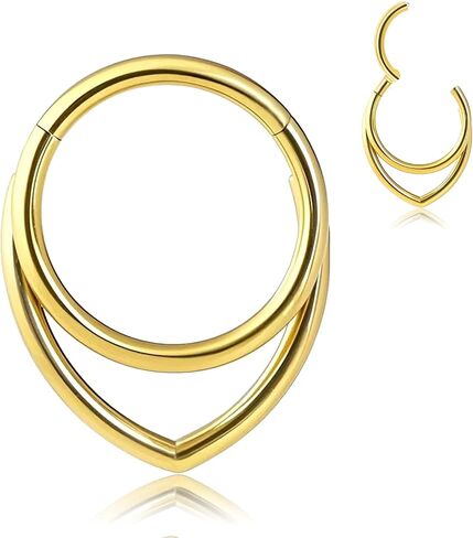 16G Nose Septum Rings Hoops: Stylish Surgical Stainless Steel Nose Rings Hoops, Hinged Segment Nose Lips Helix Cartilage Clicker Hoop Earrings,Rook Daith Tragus Piercing Rings for Women Men 8mm in Saudi Arabia