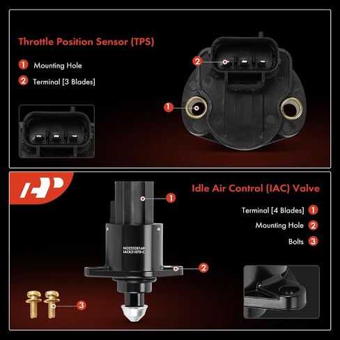 A-premium idle control Valve IAC + Throttle position sensor tps متوافق مع Jeep Grand Cherokee 1999-2004 & Dodge Durango 2000-2002 ، Dakota 2000-2002 ، RAM 1500 2002 4.7L in Saudi Arabia