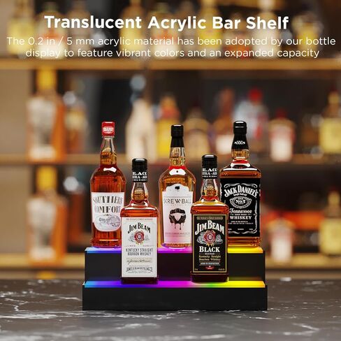 Dethan 2 Tier 15 Inch Liquor Bottle Display Shelf - Wine Racks with Multi-Color, Acrylic Bar Shelves for Commercial Clubs in Kuwait