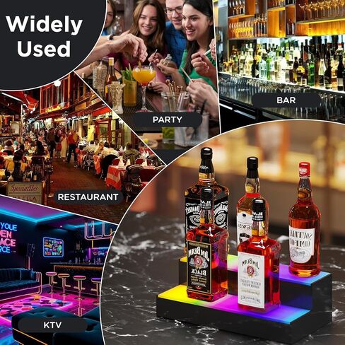 Dethan 2 Tier 15 Inch Liquor Bottle Display Shelf - Wine Racks with Multi-Color, Acrylic Bar Shelves for Commercial Clubs in Kuwait