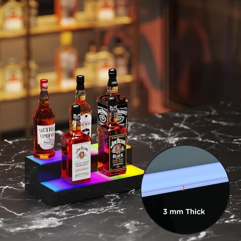 Dethan 2 Tier 15 Inch Liquor Bottle Display Shelf - Wine Racks with Multi-Color, Acrylic Bar Shelves for Commercial Clubs in Kuwait