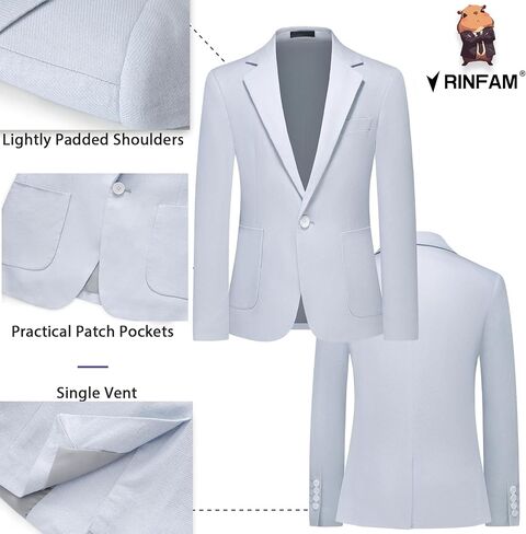 Boys Linen Suit 3 Piece Blazer Vest Pants Kids Wedding Graduation Communion Beige Tan Cream Blue Grey Sizes 4-18 in Saudi Arabia