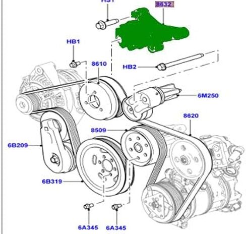 قوس بكرة المروحة متوافقة مع Land Rover LR3 LR4 Range Rover Sport 05-09 10-13 2.7L و 3.0L DIESEL 1335282 in Kuwait