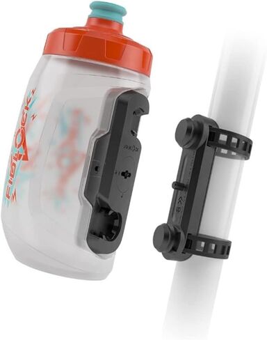 FIDLOCK Twist Bottle 590 & Uni Base Set - New Leak-Proof, Self-Sealing Bottle Cap - Bike Water Bottle Holder with No Screws & Attached Bottle - Cage Free Magnetic Rack - Smoke in Saudi Arabia