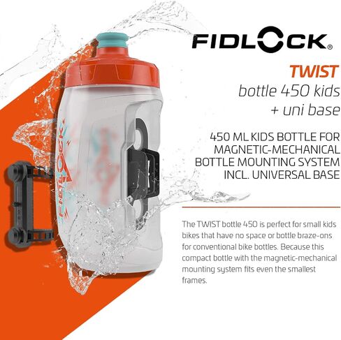 FIDLOCK Twist Bottle 590 & Uni Base Set - New Leak-Proof, Self-Sealing Bottle Cap - Bike Water Bottle Holder with No Screws & Attached Bottle - Cage Free Magnetic Rack - Smoke in Saudi Arabia