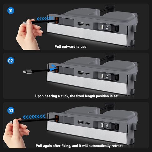 65W USB Charger Hub for Tesla Model Y Juniper 2025,2026 Accessories- 4-Port Fast Charging Hub with Sliding Cover, Retractable Phone Charger Hub, Docking Station for Tesla Model 3 Highland 2024-2026 in Saudi Arabia