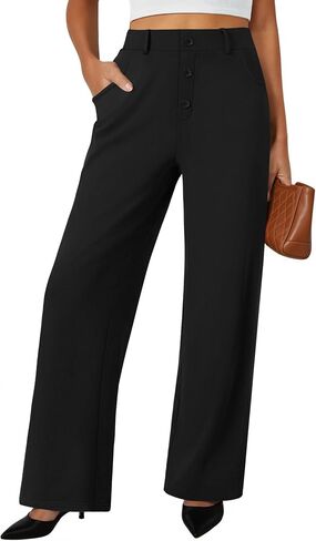 FireSwan Wide Leg Pants Woman Palazzo Casual Slacks High Waisted Trousers Loose Business Work Dress Office Pockets in Saudi Arabia