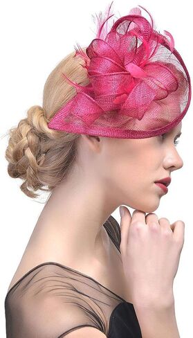 Orcle Sinamay Fascinator Pillbox Hat Headband Hair Clip for Cocktail Tea Party in Kuwait