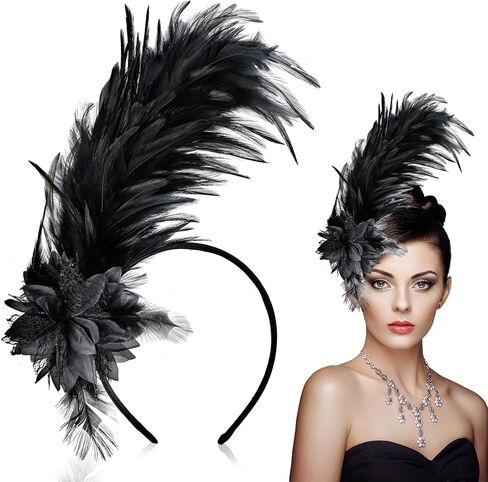 عشرينيات القرن العشرين ، سحر رأس الرأس ، القبعات السوداء القبعات شاي شاي زهرة الإكسسوارات in Kuwait