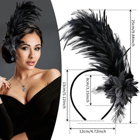 عشرينيات القرن العشرين ، سحر رأس الرأس ، القبعات السوداء القبعات شاي شاي زهرة الإكسسوارات in Kuwait