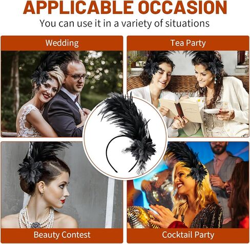 عشرينيات القرن العشرين ، سحر رأس الرأس ، القبعات السوداء القبعات شاي شاي زهرة الإكسسوارات in Kuwait