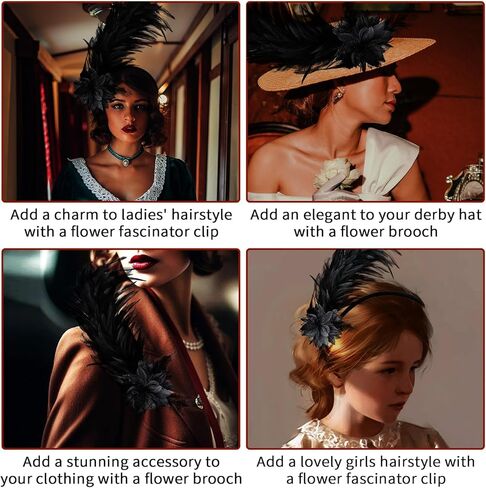 عشرينيات القرن العشرين ، سحر رأس الرأس ، القبعات السوداء القبعات شاي شاي زهرة الإكسسوارات in Kuwait