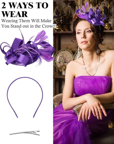 JaGely 6 Pack Fascinators Hats for Women Garden Tea Party Hats Bulk Vintage Multipack Derby Wedding Flower Cocktail Mesh Feathers Hair Clip for Christmas Party (Purple, Black, Gold, Green, Navy, Pink) in Saudi Arabia