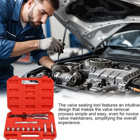 11PCS Car Valve Stem Seal Remover and Installer Tool Kit, Vehicle Valve Stem Seal Disassembly Plier with Drive Handle Socket Adapter, Auto Repair Maintenance Tool, Fit Most Engines in Saudi Arabia
