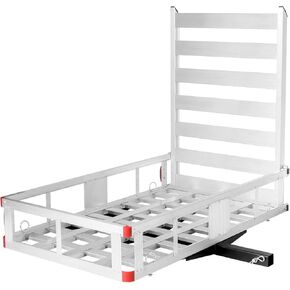 حاملة شحن Goplus Hitch ، 50 "x29.5" من الألومنيوم على كرسي متحرك حامل التنقل مع المنحدر ، حاملة شحن شاحنات مقطورة لشاحنة سيارات الدفع الرباعي ، سعة 500 رطل ، فئة FIT III أو IV 2 "المتلقي in Kuwait