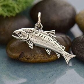 Sterling Silver Trout Charm 11.5x20.5mm - 1 PC (12713)/1 in Saudi Arabia