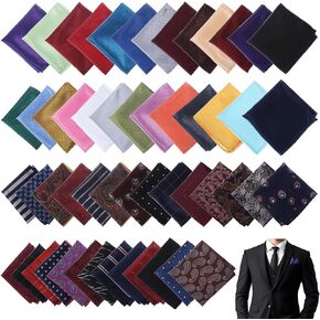 Grevosea 52 PCS مربعات جيب للرجال ، منديل الحرير الملون الناعم ملون مناديل جيب مربعة للملحقات بدلة حفلات الزفاف (8.7x8.7inch) in Kuwait