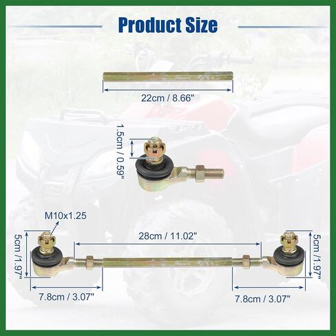 Motoforti 22cm 8.66 "توجيهات التوجيه ROD BALL TIN COIND ROD TELL FING لـ 50CC 70CC 90CC 110CC 125CC 150CC 200CC 250CC ATV Four Quad - Pack of 1 -Lasting in Saudi Arabia