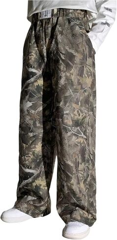 Boy's Baggy Camo Pants Elastic Waist Straight Wide Leg Casual Track Pants in Saudi Arabia