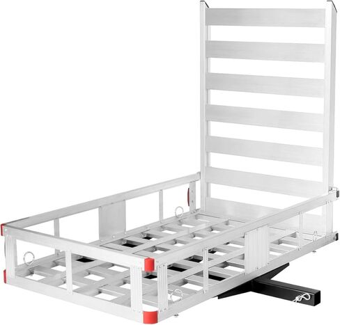 حاملة شحن Goplus Hitch ، 50 "x29.5" من الألومنيوم على كرسي متحرك حامل التنقل مع المنحدر ، حاملة شحن شاحنات مقطورة لشاحنة سيارات الدفع الرباعي ، سعة 500 رطل ، فئة FIT III أو IV 2 "المتلقي in Kuwait