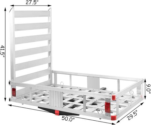 حاملة شحن Goplus Hitch ، 50 "x29.5" من الألومنيوم على كرسي متحرك حامل التنقل مع المنحدر ، حاملة شحن شاحنات مقطورة لشاحنة سيارات الدفع الرباعي ، سعة 500 رطل ، فئة FIT III أو IV 2 "المتلقي in Kuwait