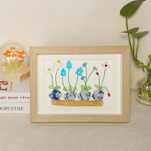 Handmade Sea Glass Wall Art Decor, Sea Glass Art Frame Teacher's Day Gift Birthday Gift for Women Friend, New Home Housewarming Gifts in Saudi Arabia