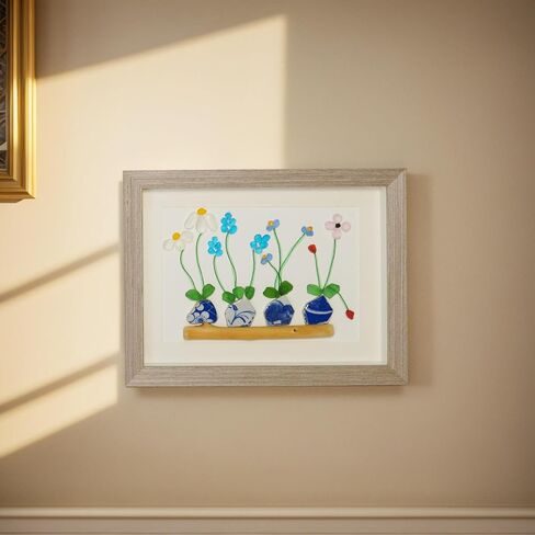 Handmade Sea Glass Wall Art Decor, Sea Glass Art Frame Teacher's Day Gift Birthday Gift for Women Friend, New Home Housewarming Gifts in Saudi Arabia