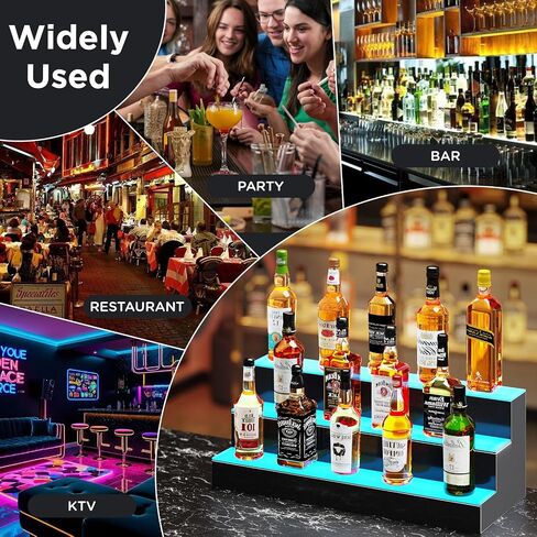 Dethan 2 Tier 15 Inch Liquor Bottle Display Shelf - Wine Racks with Multi-Color, Acrylic Bar Shelves for Commercial Clubs in Kuwait