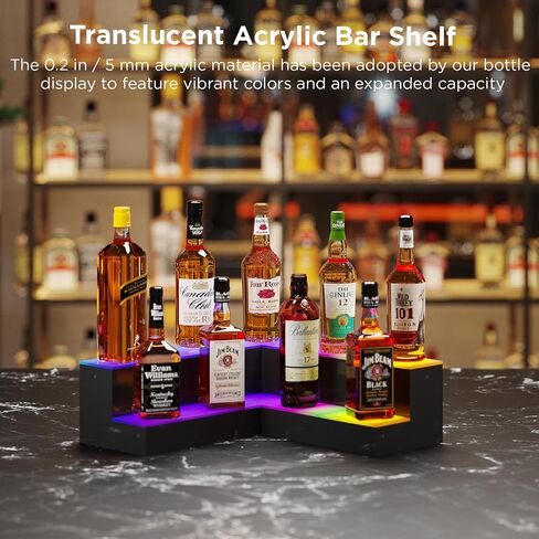 Dethan 2 Tier 15 Inch Liquor Bottle Display Shelf - Wine Racks with Multi-Color, Acrylic Bar Shelves for Commercial Clubs in Kuwait