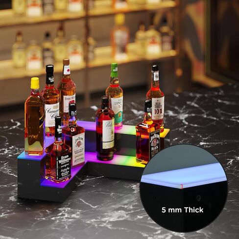 Dethan 2 Tier 15 Inch Liquor Bottle Display Shelf - Wine Racks with Multi-Color, Acrylic Bar Shelves for Commercial Clubs in Kuwait