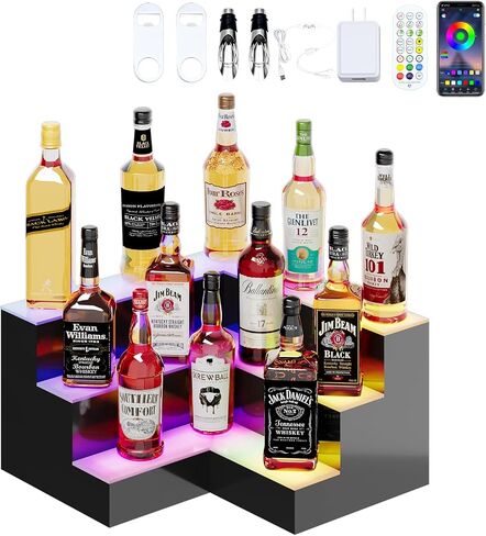 Dethan 2 Tier 15 Inch Liquor Bottle Display Shelf - Wine Racks with Multi-Color, Acrylic Bar Shelves for Commercial Clubs in Kuwait