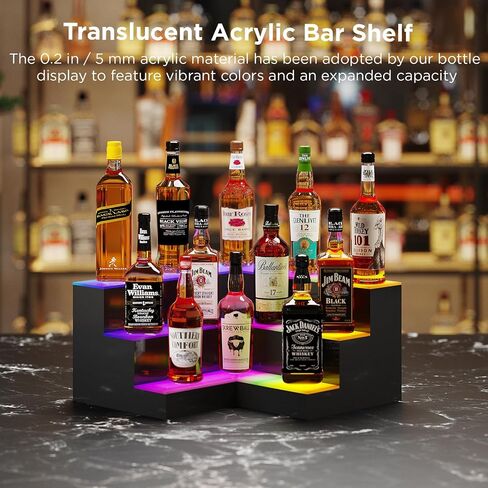 Dethan 2 Tier 15 Inch Liquor Bottle Display Shelf - Wine Racks with Multi-Color, Acrylic Bar Shelves for Commercial Clubs in Kuwait