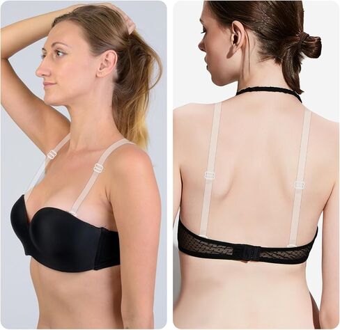 4 Pairs Clear Bra Straps For Women, Transparent Bras Straps Non-Slip Adjustable Bra Strap, Invisible Strap Bras for Women Girls Strapless Wedding Dress in Saudi Arabia